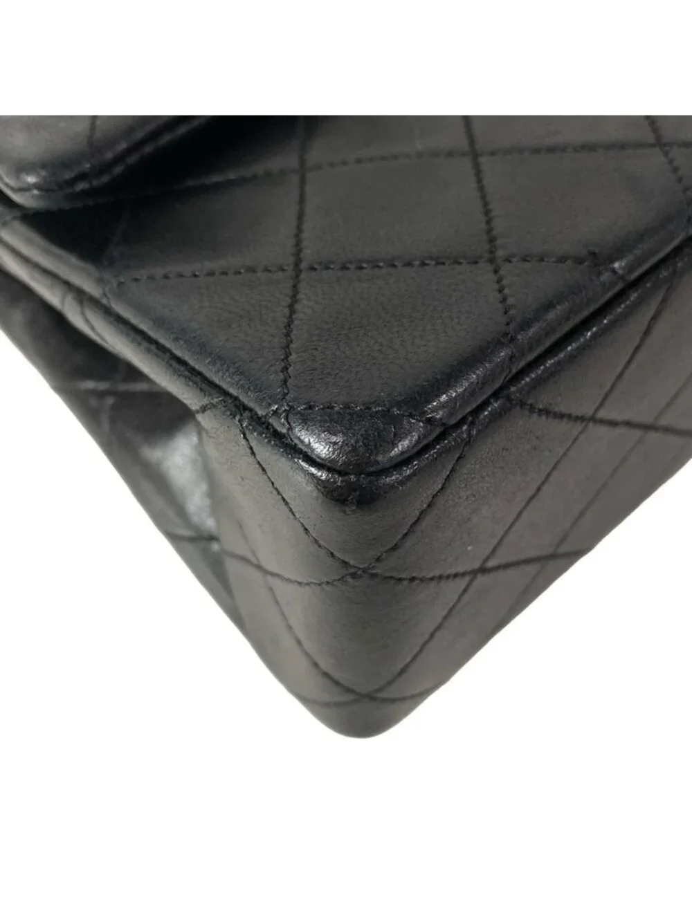 Chanel Shoulder Bag Double Flap Quilted Black Gold Chain Lambskin